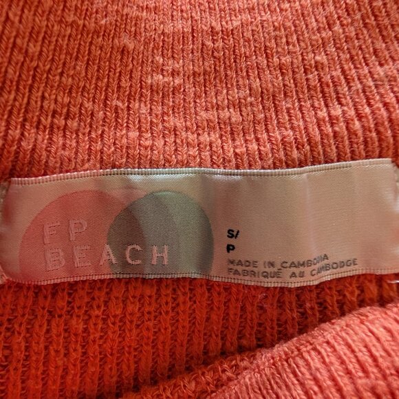 FP Beach Free People Womens Size S Orange Malibu Pullover Ribbed Surf Sweater - Picture 7 of 10